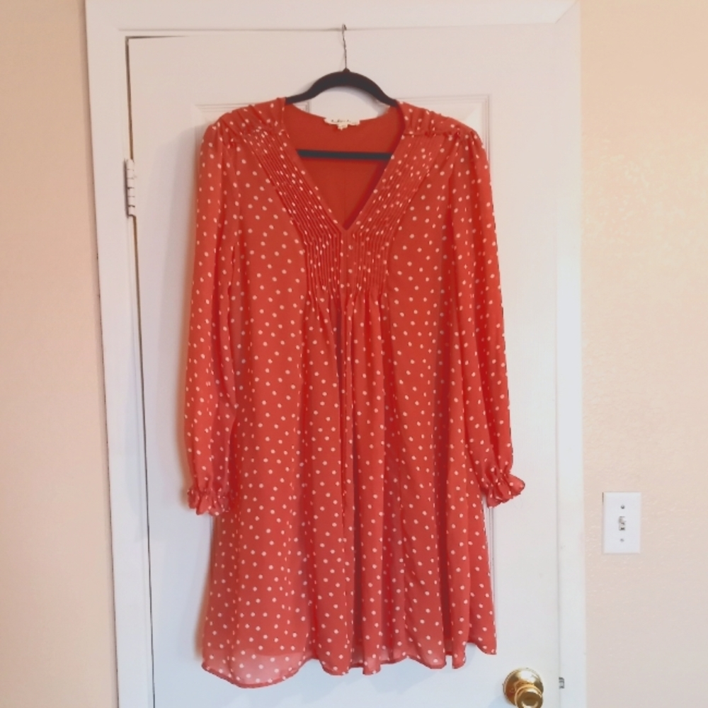 Copper dress with polk a dots size large